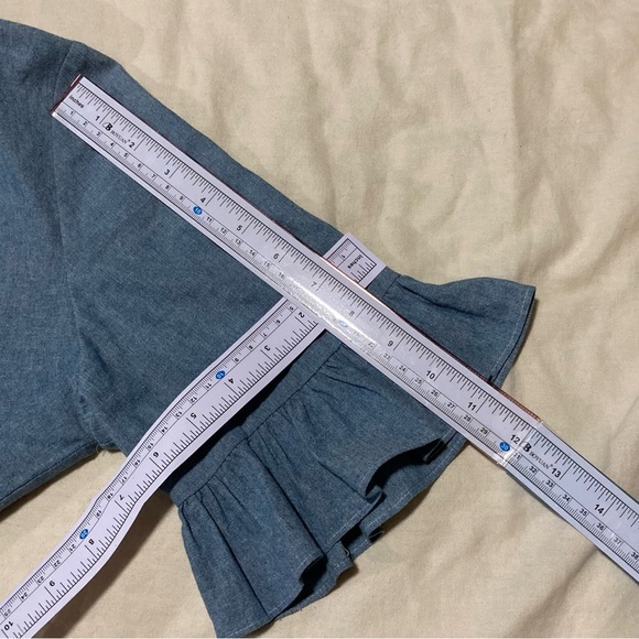 LaRoque Betty B Top Chambray Denim Peplum - Picture 3 of 11